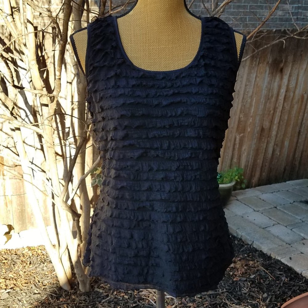 Black Ruffled Tank Top - Picture 2 of 9
